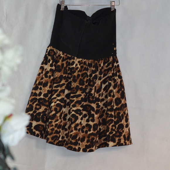 Animal Print Leopard Strapless Mini Dress SZ 11/12 Sele - Picture 8 of 11